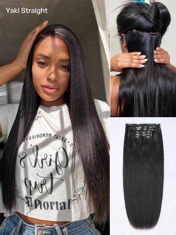 Straight / Body Wave / Kinky Curly / Yaki Straight / Kinky Straight / Messy Curly Clip in Hair Extensions Real Human Hair Pieces 135g 9pcs / 7pcs with Free Gift
