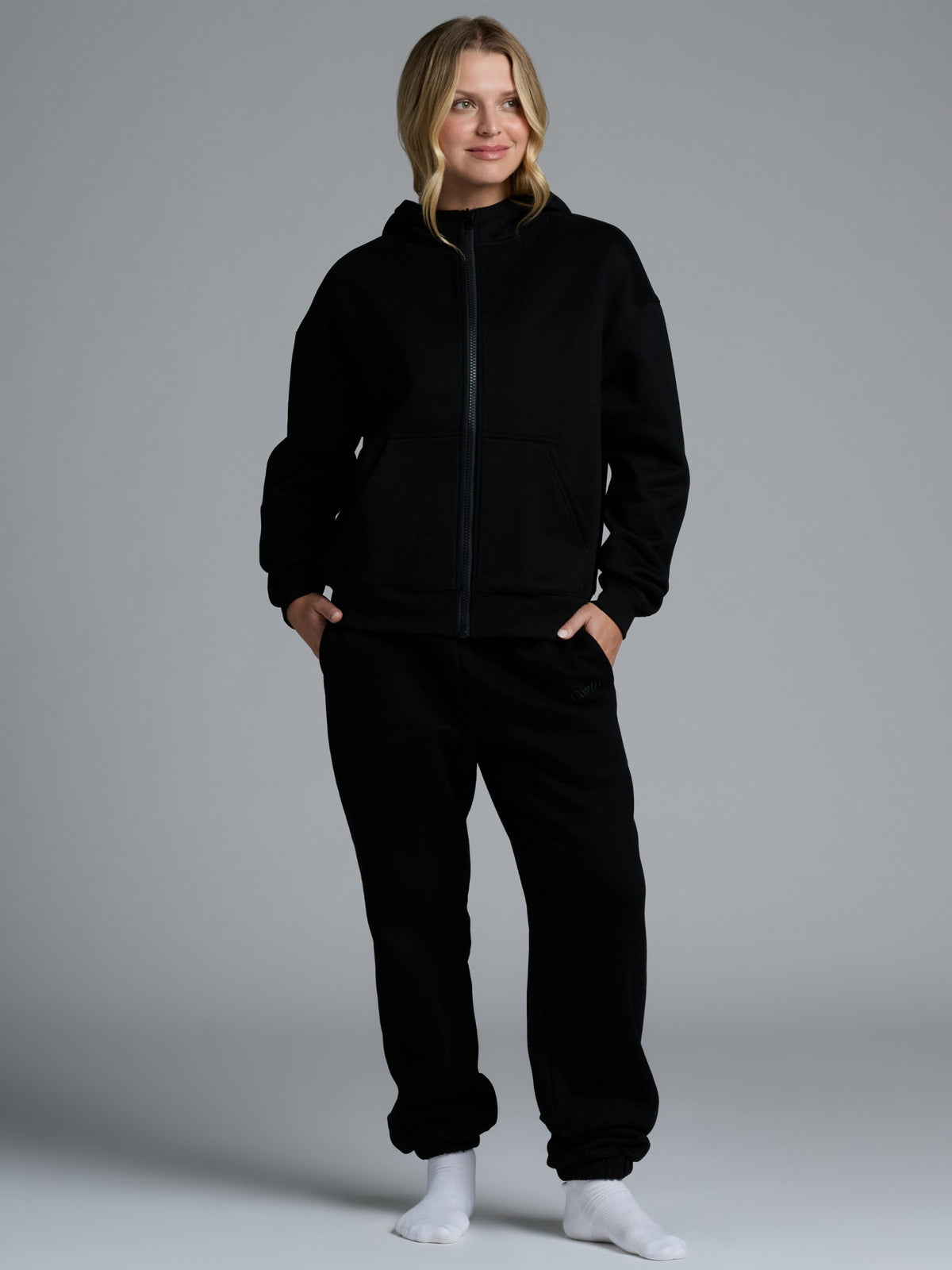 Basic Crop Zip Hoodie