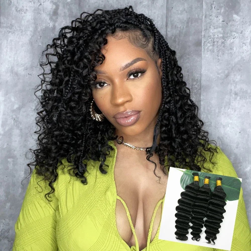 Deep Wave Bulk Hair Extensions for Braiding