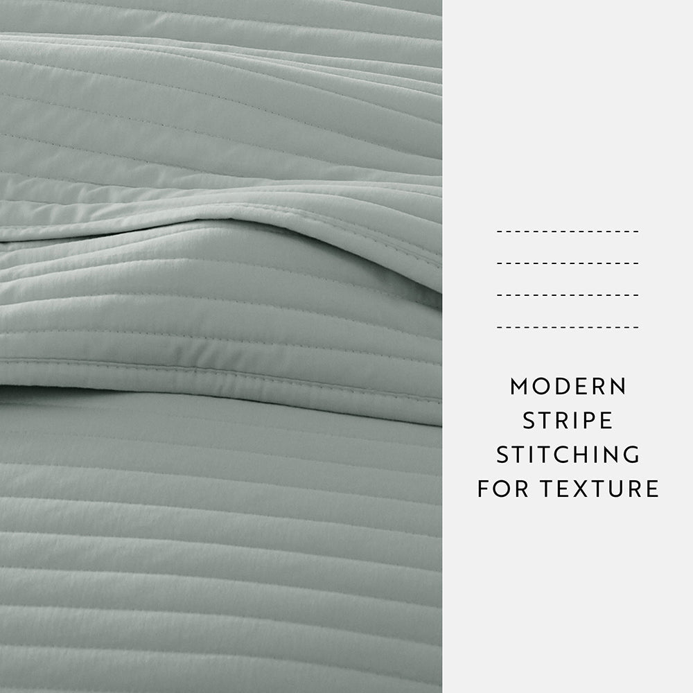 3-Piece Stripe Stitch Quilted Coverlet Set