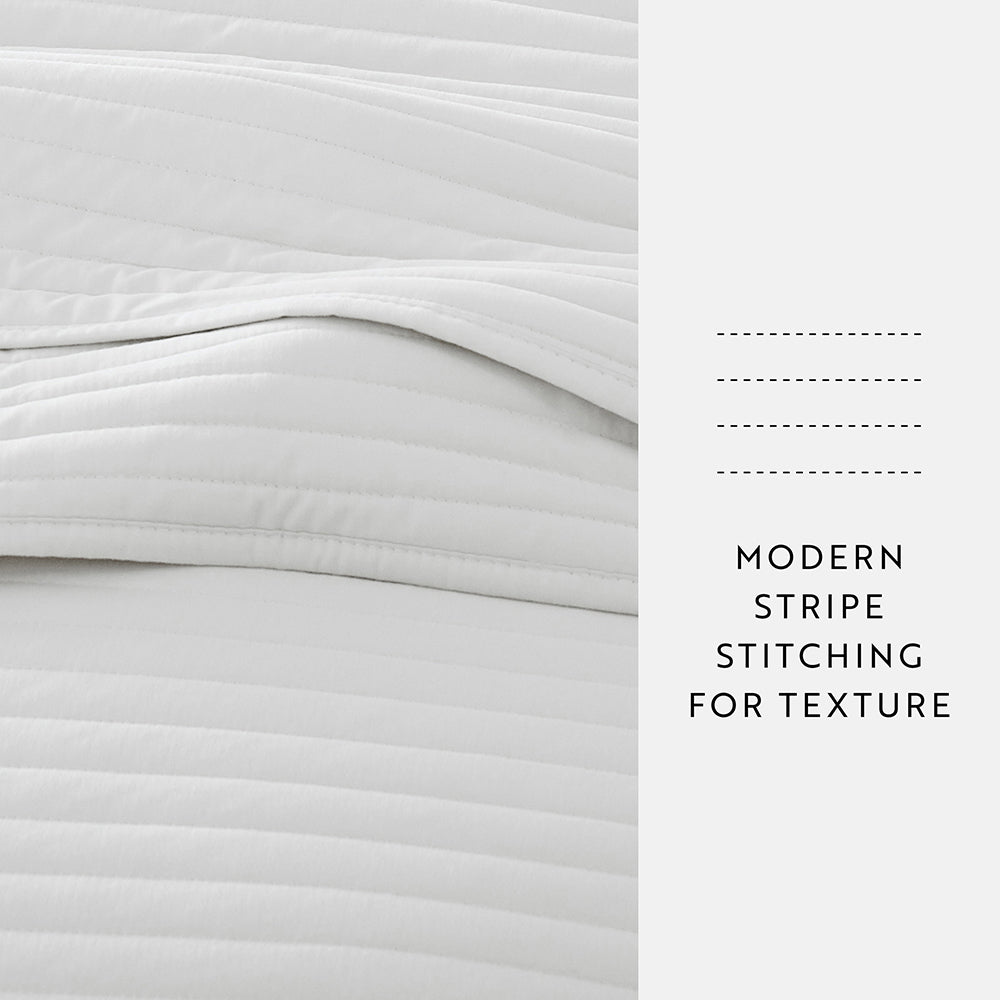 3-Piece Stripe Stitch Quilted Coverlet Set