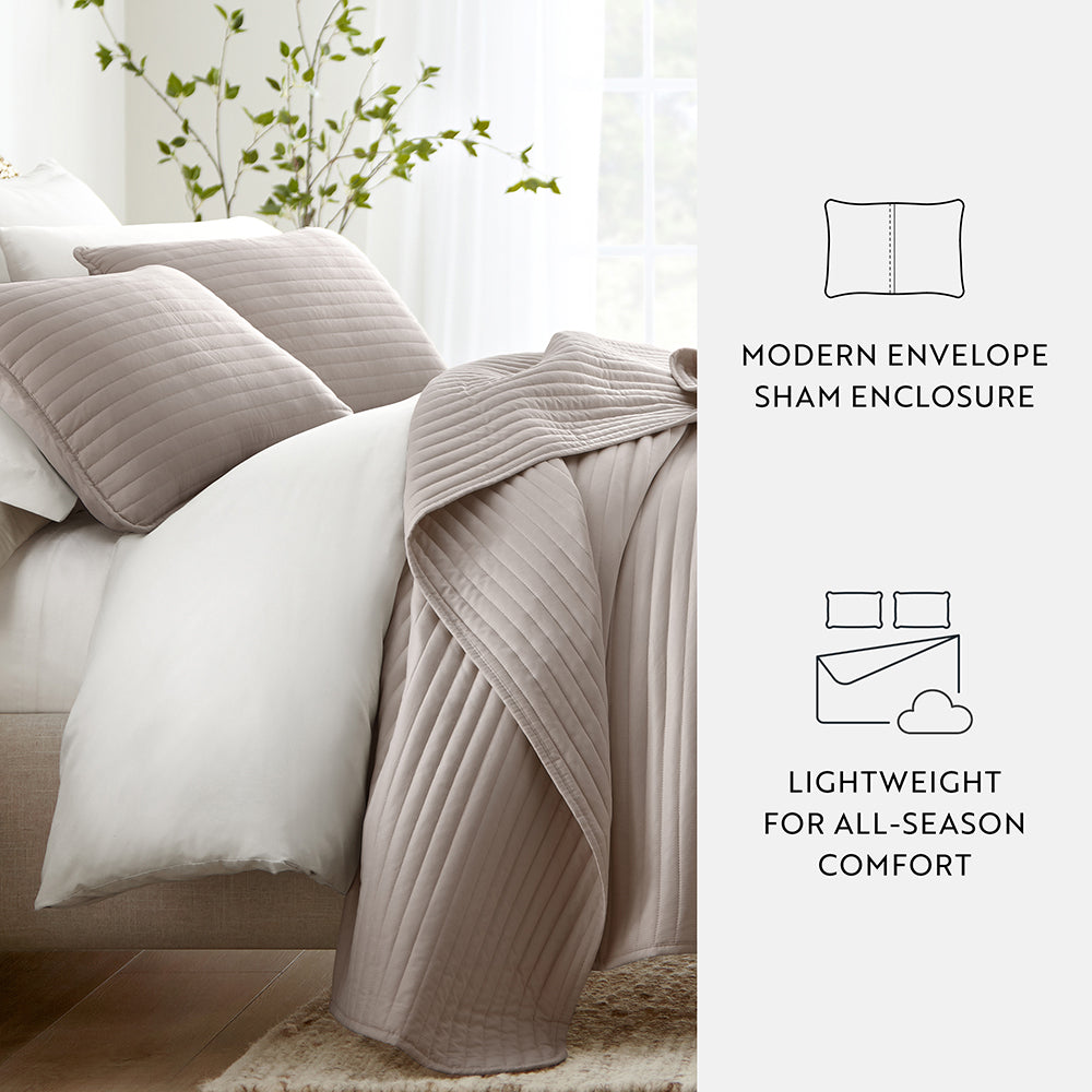 3-Piece Stripe Stitch Quilted Coverlet Set