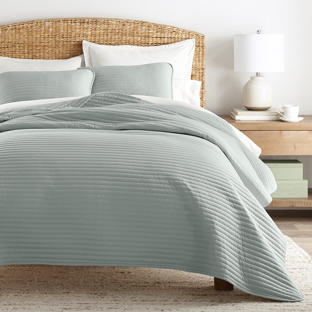 3-Piece Stripe Stitch Quilted Coverlet Set