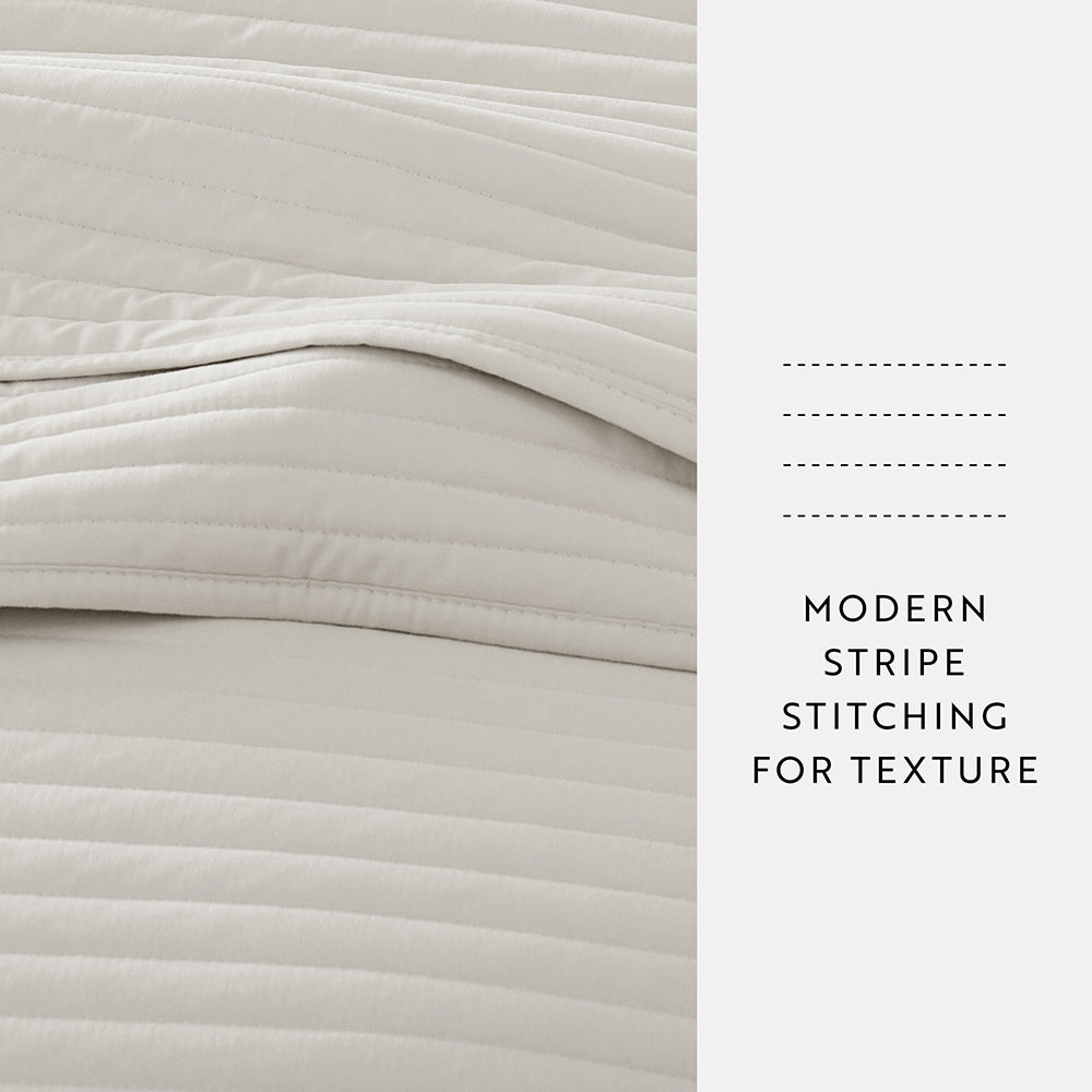 3-Piece Stripe Stitch Quilted Coverlet Set