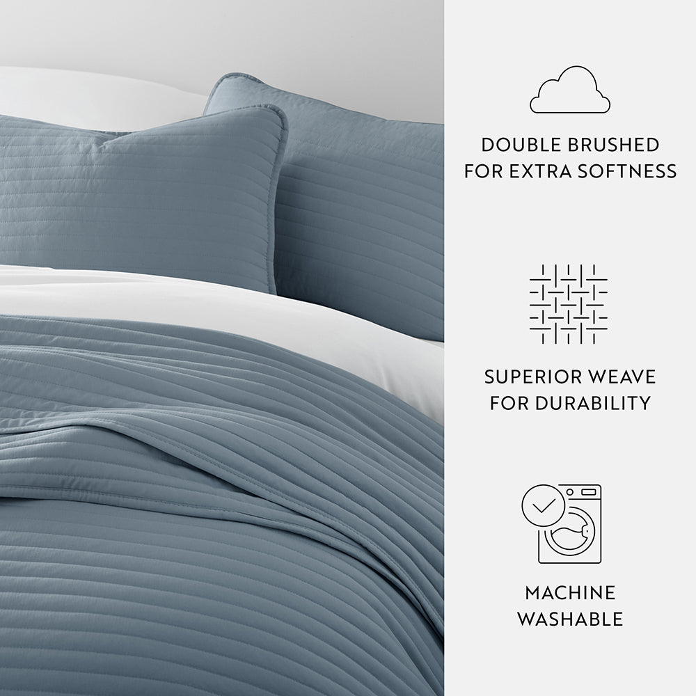 3-Piece Stripe Stitch Quilted Coverlet Set