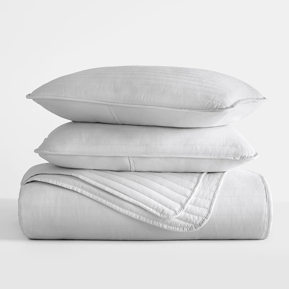 3-Piece Stripe Stitch Quilted Coverlet Set