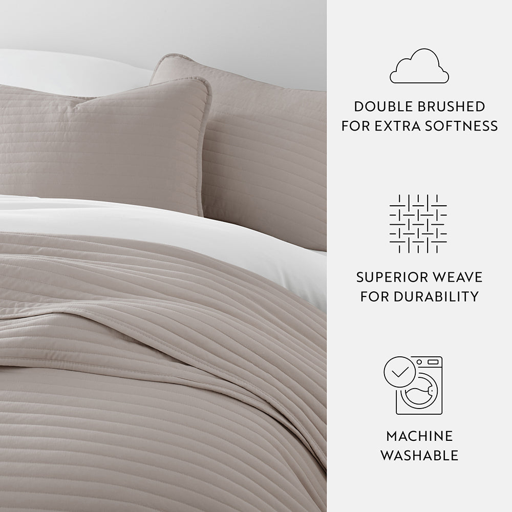 3-Piece Stripe Stitch Quilted Coverlet Set