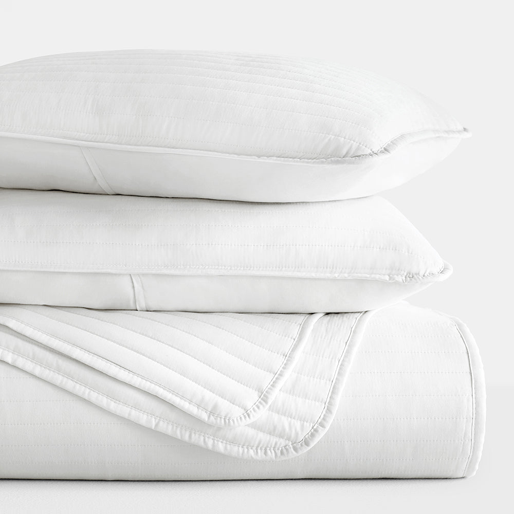 3-Piece Stripe Stitch Quilted Coverlet Set