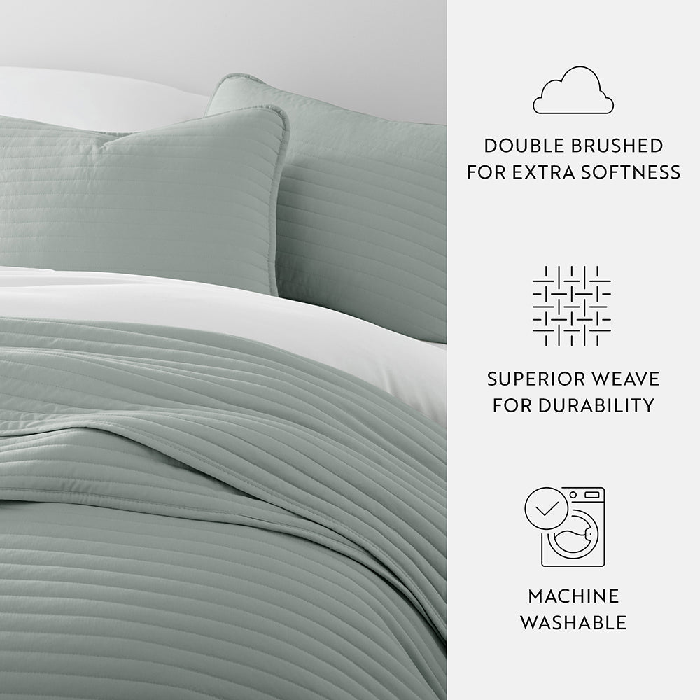3-Piece Stripe Stitch Quilted Coverlet Set