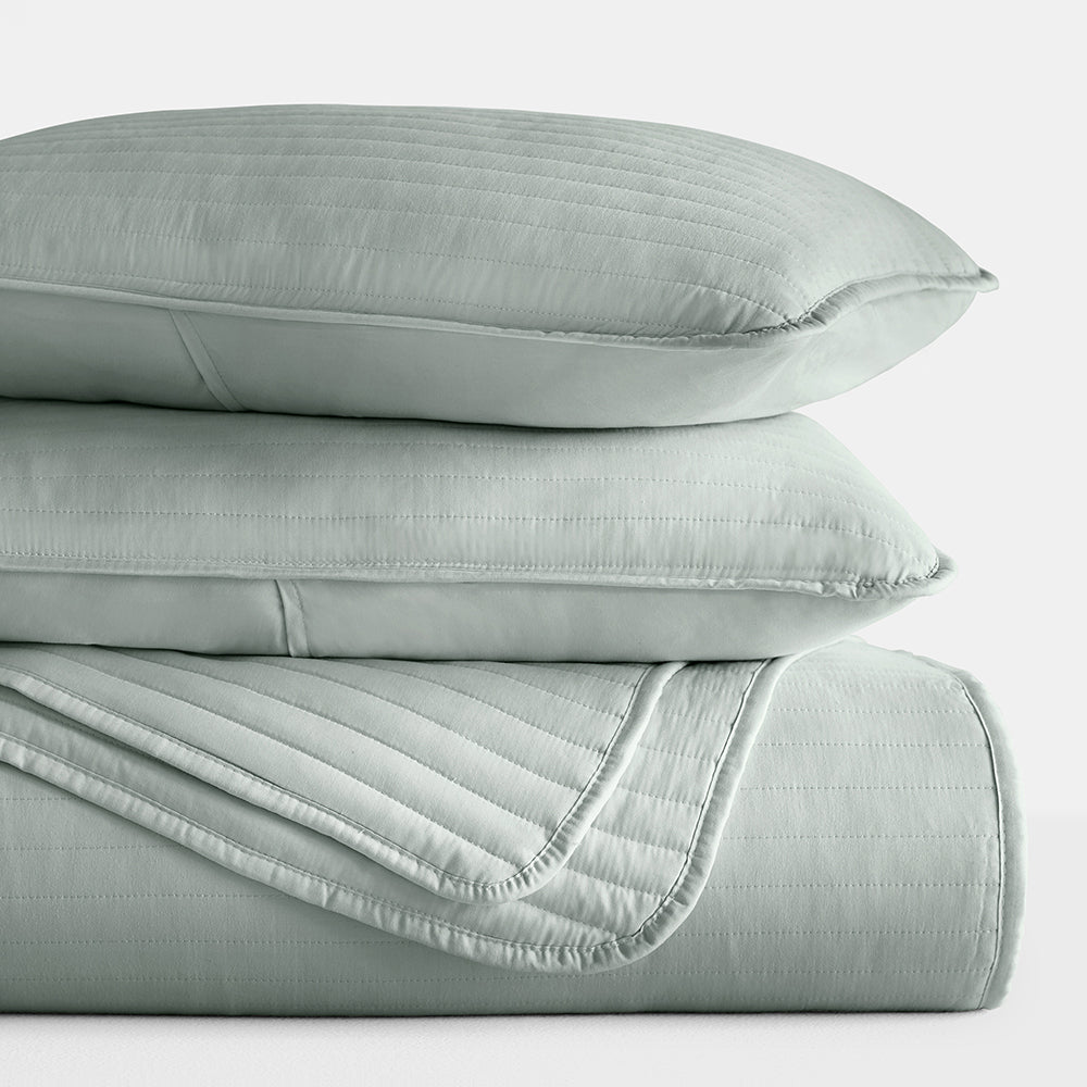 3-Piece Stripe Stitch Quilted Coverlet Set